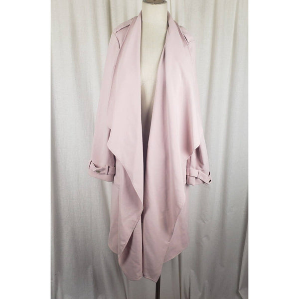 Eliza J Stretch Shawl Collar Draped Ruffled Swing Wrap Coat Womens L Blush Pink