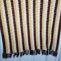 Vintage Crochet 70s Stripes Afghan Grandma Blanket Handmade 55.5x87 Twin Throw