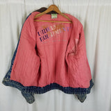 Vintage Urban Outfitters Denim Leather Bomber Jean Jacket Mens L Quilted Liner