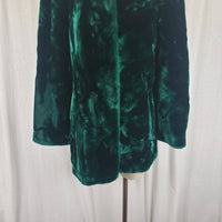 Sasson Glenoit Faux Shaggy Fur Midi Car Coat Long Jacket Womens M Emerald Green