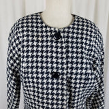 Mister Leonard Large Houndstooth Print Tweed Cropped Jacket Womens 12 Woven Wool