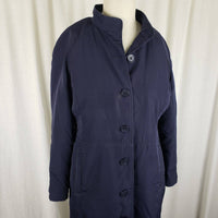 Vintage Thinsulate Insulated Lined Mock Neck Trench Coat Peacoat Womens S M Navy