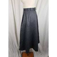 Vintage Laura Ashley Pure Wool Pleated Aline Twirl Skirt Womens 8 Charcoal Grey