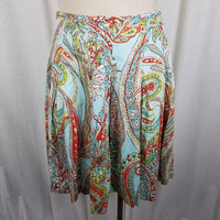 Tommy Bahama Cotton Stretch Paisley Pleated Short Twirl Skirt Womens 8 Pastels