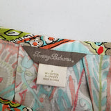 Tommy Bahama Cotton Stretch Paisley Pleated Short Twirl Skirt Womens 8 Pastels