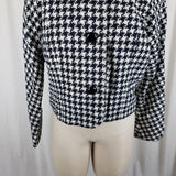 Mister Leonard Large Houndstooth Print Tweed Cropped Jacket Womens 12 Woven Wool