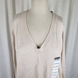 Kenneth Cole Reaction Lightweight Knit V-Neck Sweater Womens XL Oatmeal SA7001