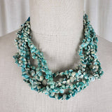 Coldwater Creek Turquoise Teal Multi-strand Shells Beads Beaded Necklace Jewelry