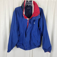 Nautica Reversible Spellout Windbreaker Jacket Mens M Racing Stripes Colorblock