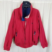 Nautica Reversible Spellout Windbreaker Jacket Mens M Racing Stripes Colorblock