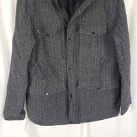 Kenneth Cole NY Herringbone Tweed Wool Bomber Field Jacket Mens M Black & White