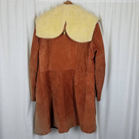 A Robert Lewis Idea Sherpa Shearling Rancher Leather Suede Coat Mens 42 Rust 70s