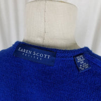 Karen Scott Cobalt Blue Boiled Wool Heavyweight Sweater Cardigan Jacket Women PM
