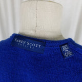 Karen Scott Cobalt Blue Boiled Wool Heavyweight Sweater Cardigan Jacket Women PM