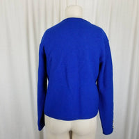 Karen Scott Cobalt Blue Boiled Wool Heavyweight Sweater Cardigan Jacket Women PM