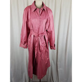 Vintage Mod MCM Pink Coated Metallic Sheen Rain Trench Coat Womens L XL 60s 70s