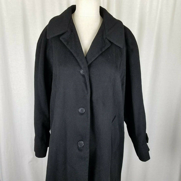 Vintage Jones New York Long Maxi Pure Wool Stroller Coat Peacoat Womens L Black