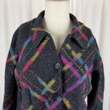 Vintage Talbots 100% Wool Argyle Plaid Blazer Jacket Womens M Boiled Felted