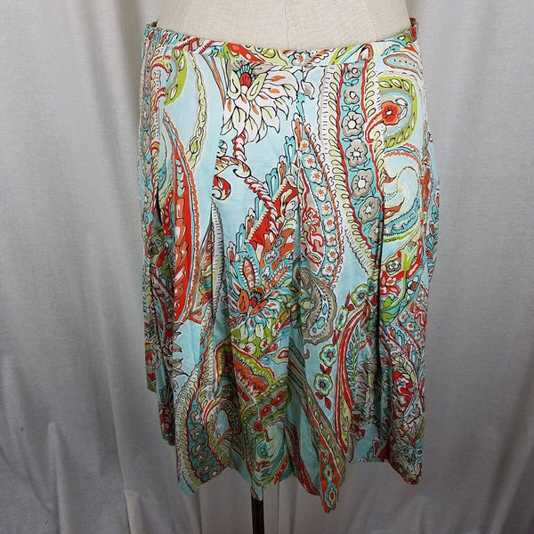Tommy Bahama Cotton Stretch Paisley Pleated Short Twirl Skirt Womens 8 Pastels