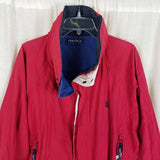 Nautica Reversible Spellout Windbreaker Jacket Mens M Racing Stripes Colorblock