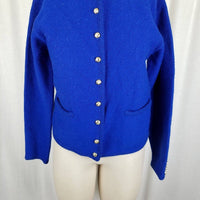 Karen Scott Cobalt Blue Boiled Wool Heavyweight Sweater Cardigan Jacket Women PM