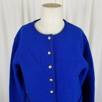 Karen Scott Cobalt Blue Boiled Wool Heavyweight Sweater Cardigan Jacket Women PM