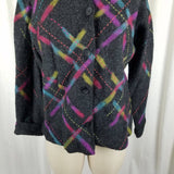 Vintage Talbots 100% Wool Argyle Plaid Blazer Jacket Womens M Boiled Felted