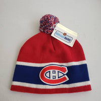 Vintage Old Time Hockey Montreal Canadiens NHL Knit Stocking Hat Pom Pom Beanie