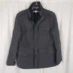 Kenneth Cole NY Herringbone Tweed Wool Bomber Field Jacket Mens M Black & White