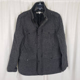 Kenneth Cole NY Herringbone Tweed Wool Bomber Field Jacket Mens M Black & White