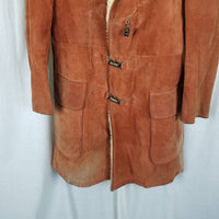 A Robert Lewis Idea Sherpa Shearling Rancher Leather Suede Coat Mens 42 Rust 70s