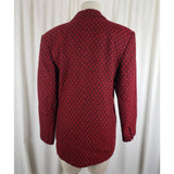 Calvin Klein Studio Red Wool Black Diamond Jacket Blazer Womens 10 USA Vintage