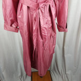 Vintage Mod MCM Pink Coated Metallic Sheen Rain Trench Coat Womens L XL 60s 70s