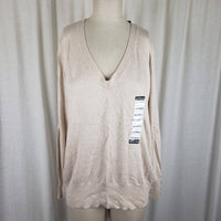 Kenneth Cole Reaction Lightweight Knit V-Neck Sweater Womens XL Oatmeal SA7001
