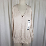 Kenneth Cole Reaction Lightweight Knit V-Neck Sweater Womens XL Oatmeal SA7001