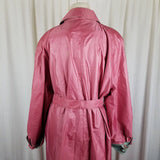 Vintage Mod MCM Pink Coated Metallic Sheen Rain Trench Coat Womens L XL 60s 70s