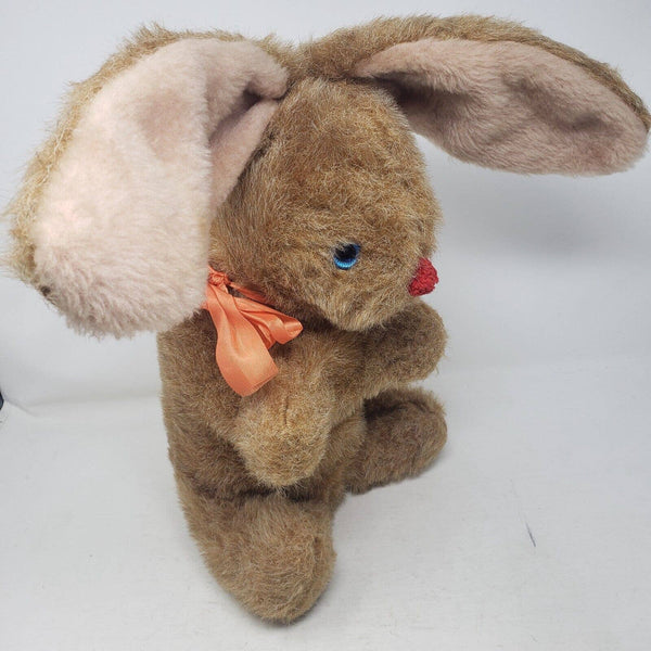 Vintage Brown Bunny Rabbit Stuffed Animal Plush 17 in Felt Mouth PomPom Nose