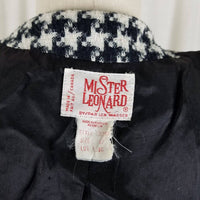 Mister Leonard Large Houndstooth Print Tweed Cropped Jacket Womens 12 Woven Wool