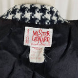 Mister Leonard Large Houndstooth Print Tweed Cropped Jacket Womens 12 Woven Wool