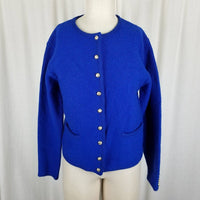 Karen Scott Cobalt Blue Boiled Wool Heavyweight Sweater Cardigan Jacket Women PM