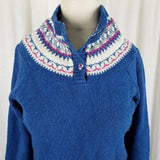 Pandora Scotchkin Wool Nordic Fair Isle Knit Henley Sweater Womens S M Jumper