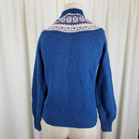 Pandora Scotchkin Wool Nordic Fair Isle Knit Henley Sweater Womens S M Jumper