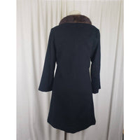Vintage Aldenaire 50s 60s MCM Fur Collar Winter Wool Swing Peacoat Coat Womens S