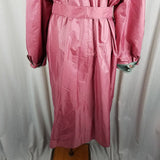 Vintage Mod MCM Pink Coated Metallic Sheen Rain Trench Coat Womens L XL 60s 70s