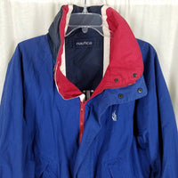 Nautica Reversible Spellout Windbreaker Jacket Mens M Racing Stripes Colorblock