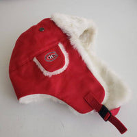 Vintage Montreal Canadiens NHL Fur Lined Trapper Hat Ear Flaps Men BSW Headworks