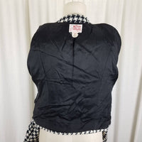 Mister Leonard Large Houndstooth Print Tweed Cropped Jacket Womens 12 Woven Wool