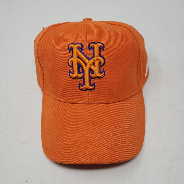 Vintage New York Mets NY Strapback Hat Cap Mens OS Rare Colorway 90s Orange Blue