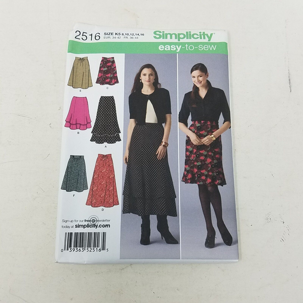 Simplicity Sewing Easy Pattern Ruffled Skirt 2516 Womens 8 10 12 14 16 New UNCUT