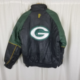 Vintage Pro Player Green Bay Packers Leather Double Sided Bomber Jacket Mens M